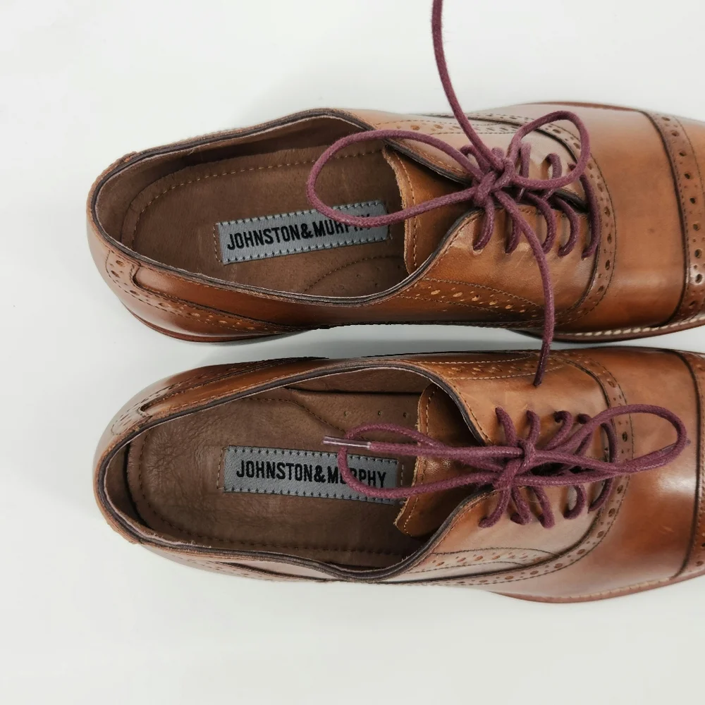 Johnston & Murphy Conard Cap Toe Men's Brown Leather Dress Shoes Size 9.5 M - Picture 12 of 16